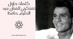 كلمات حاول تفتكرني للفنان عبد الحليم حافظ